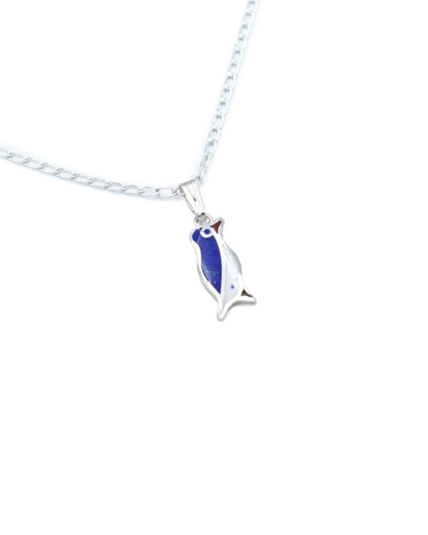 Colgante Pingüino pequeño – colgante de plata 925 con lapislázuli, GeoPiedra