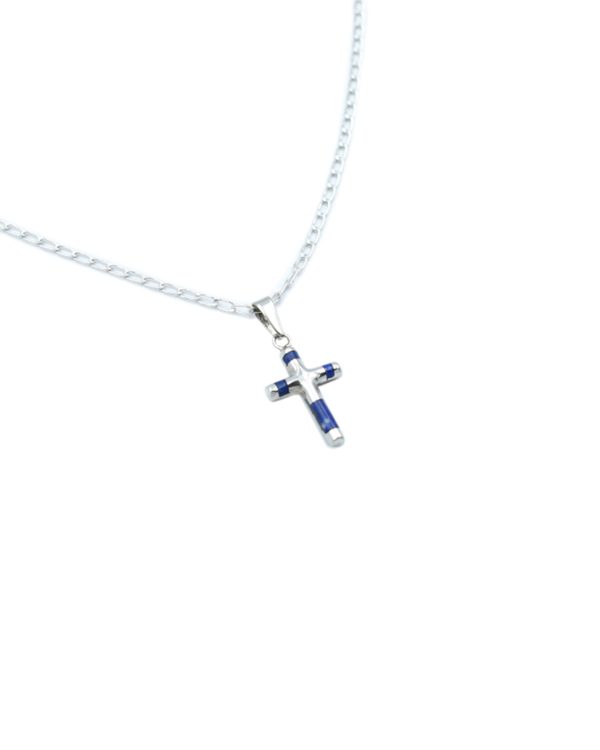 Cruz Tubo 1 (Pequeña) – cruz de plata 925 con lapislázuli, GeoPiedra