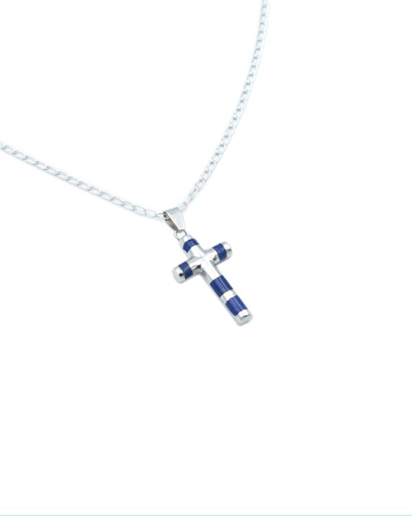 Cruz Tubo 2 (Mediana) – cruz de plata 925 con lapislázuli, GeoPiedra