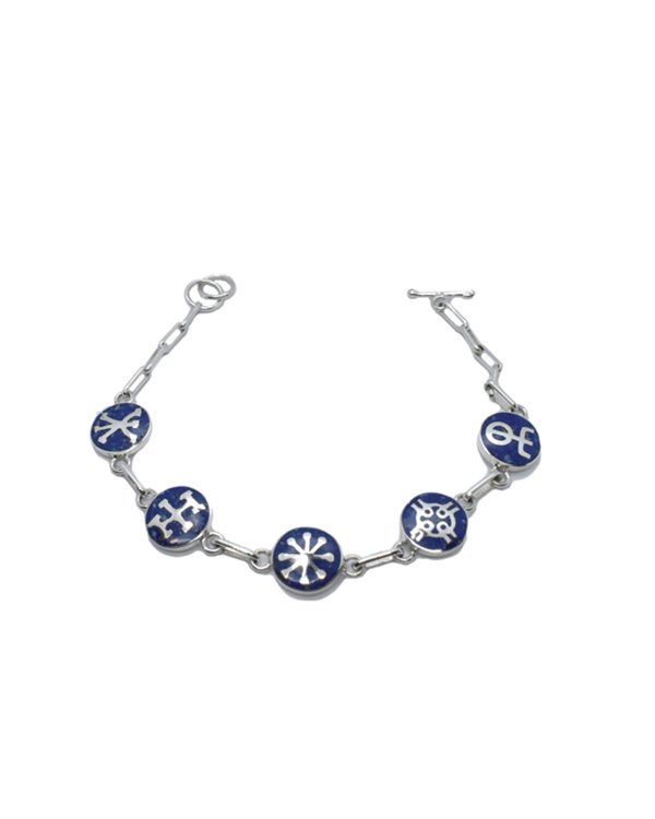 Pulsera 5 Runas – pulsera de plata 925 con lapislázuli, GeoPiedra